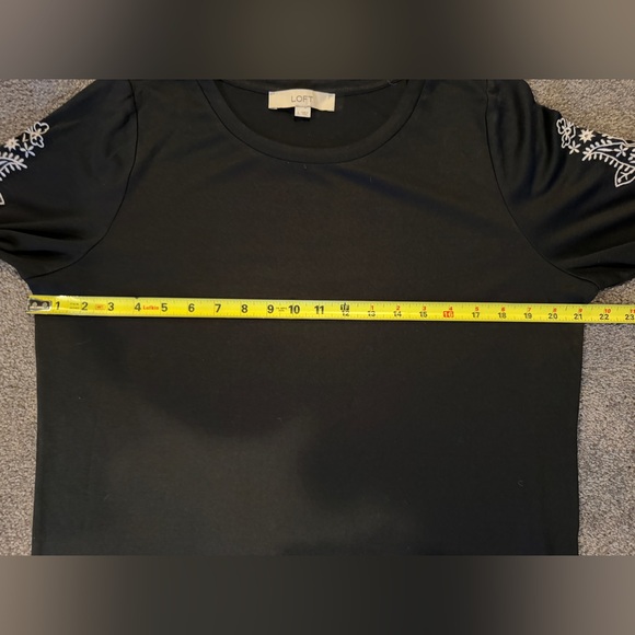 LOFT Black Long Sleeve Top with Embroidered Details - Picture 6 of 8